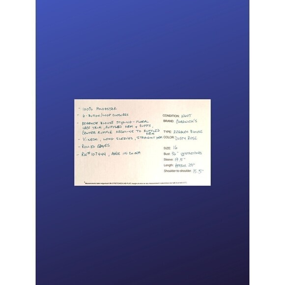 CHADWICK’S Semi-sheer/Lace-Trim/Ruffled REGENCY Blouse, MAUVE, Size 16, NWOT - Picture 8 of 8